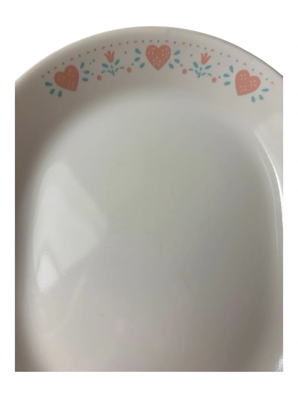 Vintage Corelle Forever Yours Oval Serving Platter Pink Hearts Country Cottage